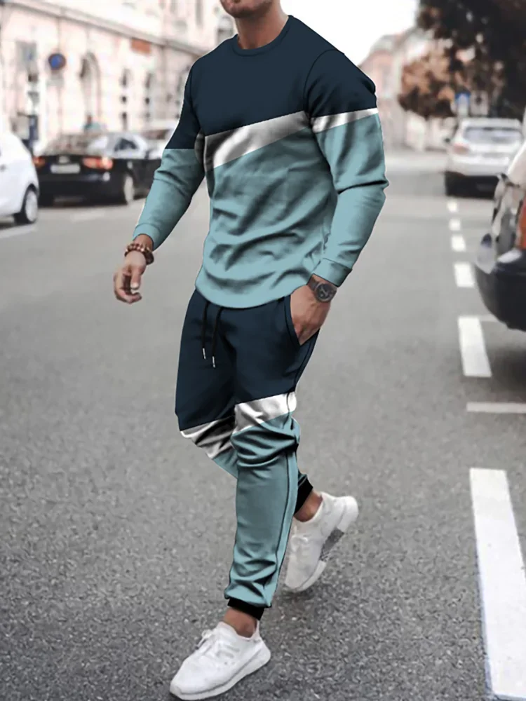 2024 Autumn Tracksuit Long Sleeve T Shirt Sweatpants Suits Men Streetwear Sweatshirt Trousers Outfits Oversized 2 Piece Sets