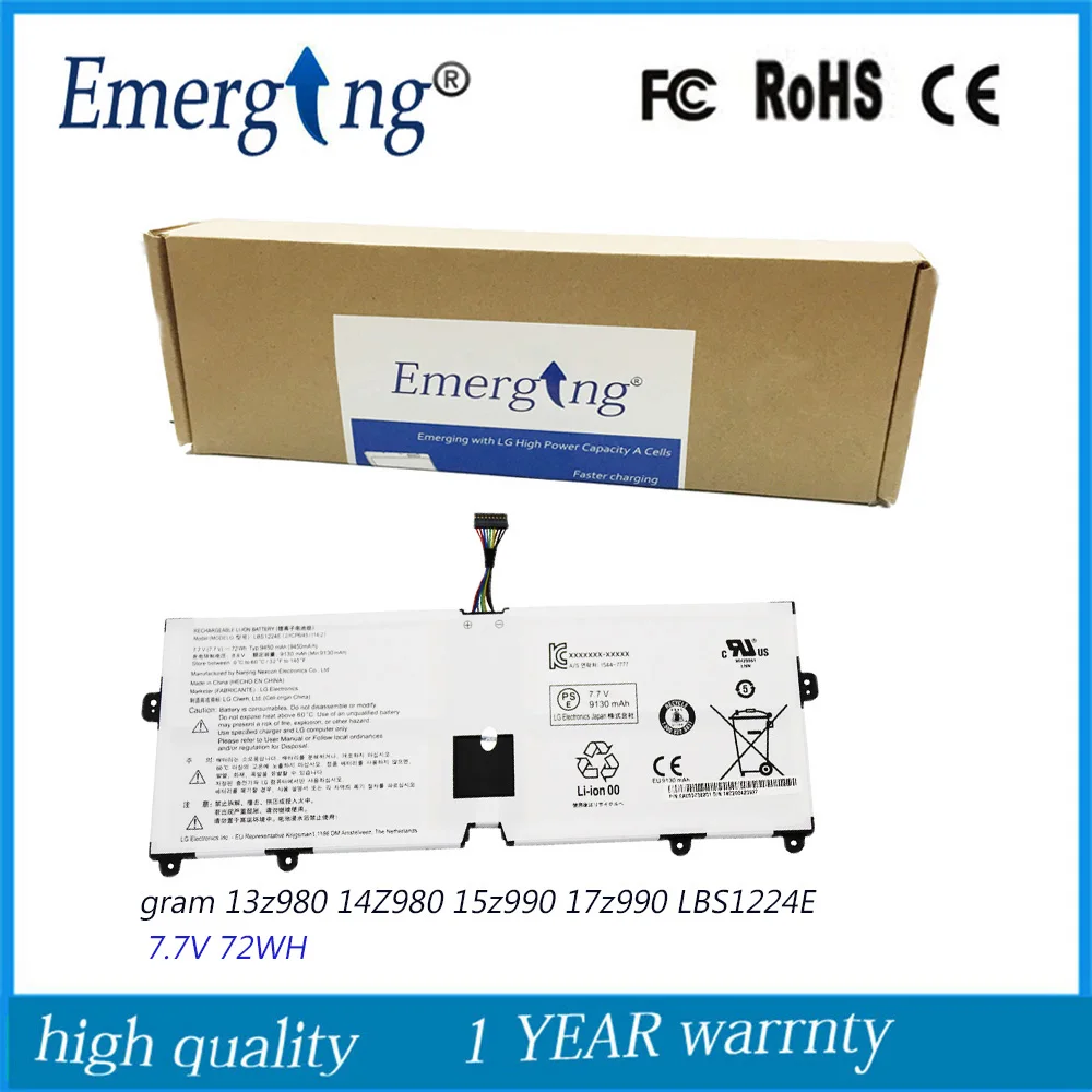 Bateria do Portátil para lg Gram 2023 13z980 13z970 14z980 15z980 15z980-g Aa52c 7.7v Lbs1224e Lbr1223e 72wh 9450mah da
