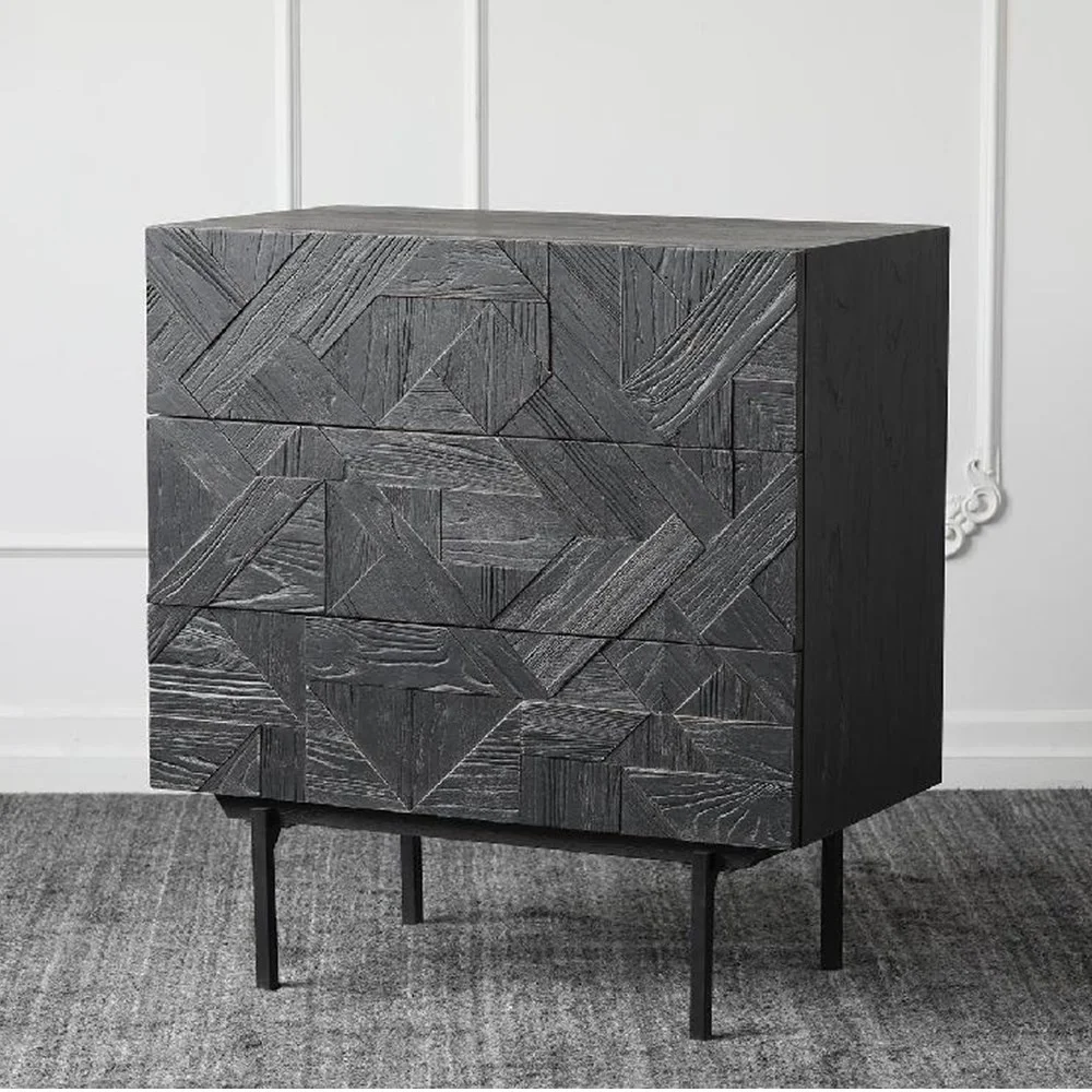 Solid Wood Cupboard Baroque Italian Sideboard Cabinet Handmade Apartment Sideboard  Black