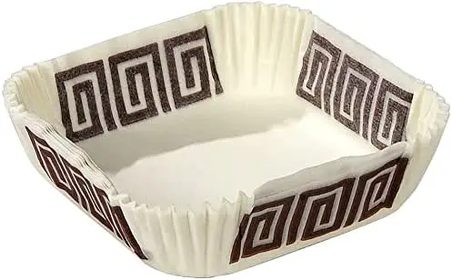 

Square Glassine Paper Condiment Candy Party Cup 2.3" x 2.3" Bottom, 0.8" High, Greek Key Design - Box of 1000