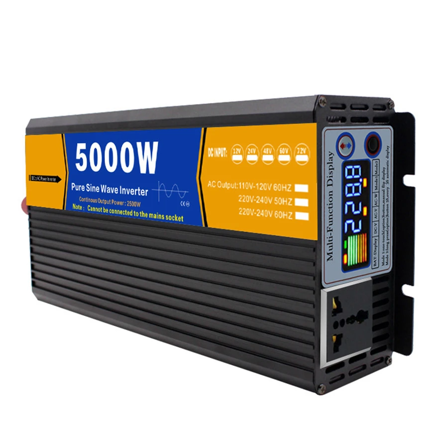 Source Factory Digital Display Pure Sine Wave Car Power Inverter 12/24/48V to 220V 110V 50/60HZ 3000 Watt