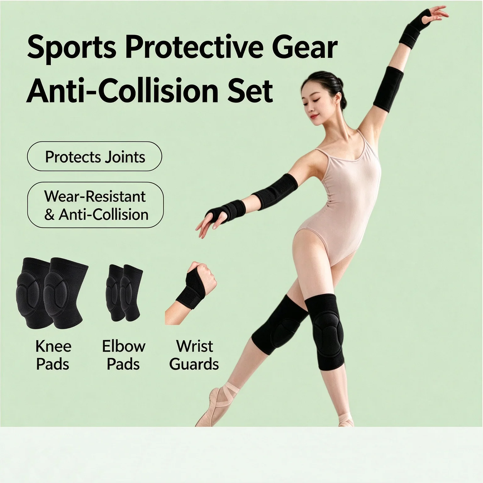 Ensemble de protections pour genoux et coudes, épaisses, en mousse, anti-collision, pour le volley-ball, la danse, le yoga et le jardinage.
