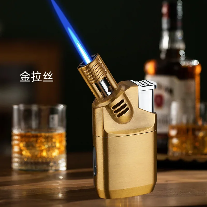 High End Elbow Straight Inflation Windproof Torch Lighter Metal Mini Spray Gun Cigar Moxibustion Igniter Gadgets for Men Gifts