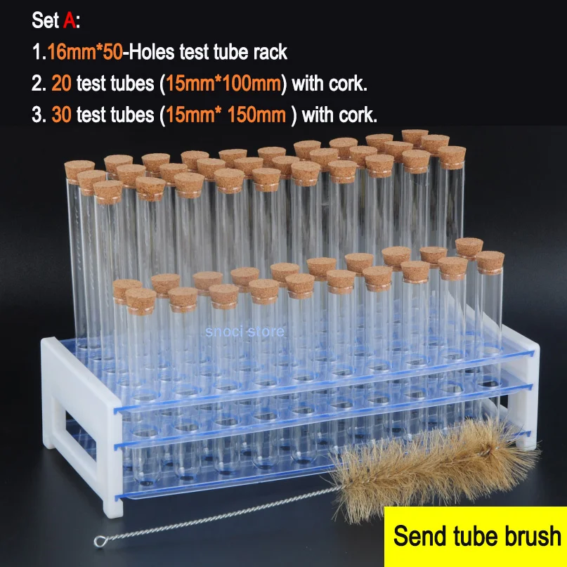 Imagem -02 - Test Tube Rack com Montagem em Cortiça Test Tube Rack Grupo Escova de Alimentação 16 mm 50 Furos 50 Peças