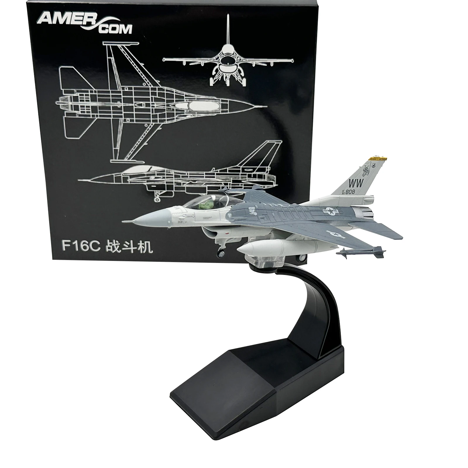 

1/100 F16C Fighter Kids Toys High Detailed Diecast Model Aircraft Airplane for Home Bedroom Shelf Living Room Desktop Decoration
