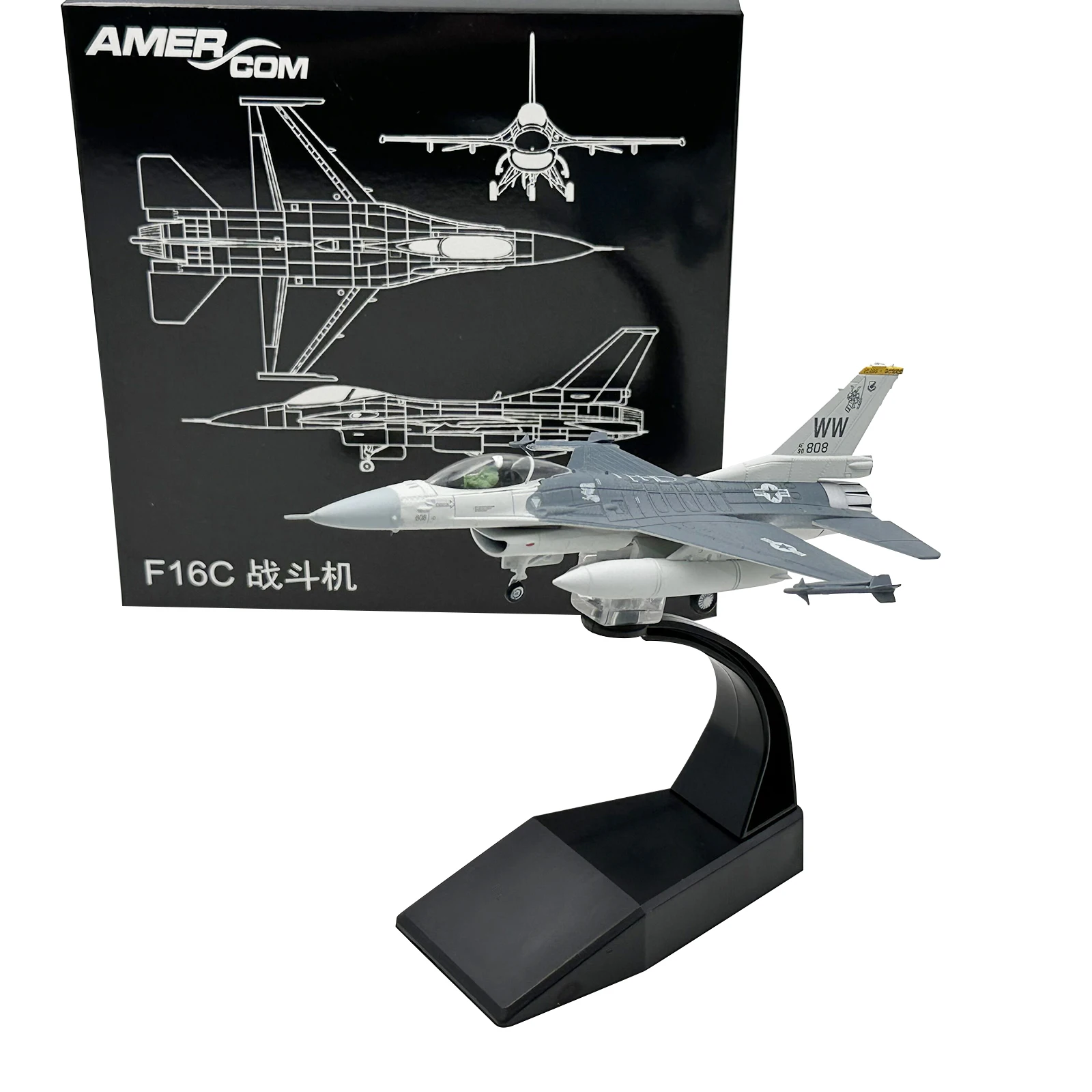 1/100 F16C Fighter Kids Toys High Detailed Diecast Model Aircraft Airplane for Home Bedroom Shelf Living Room Desktop Decoration