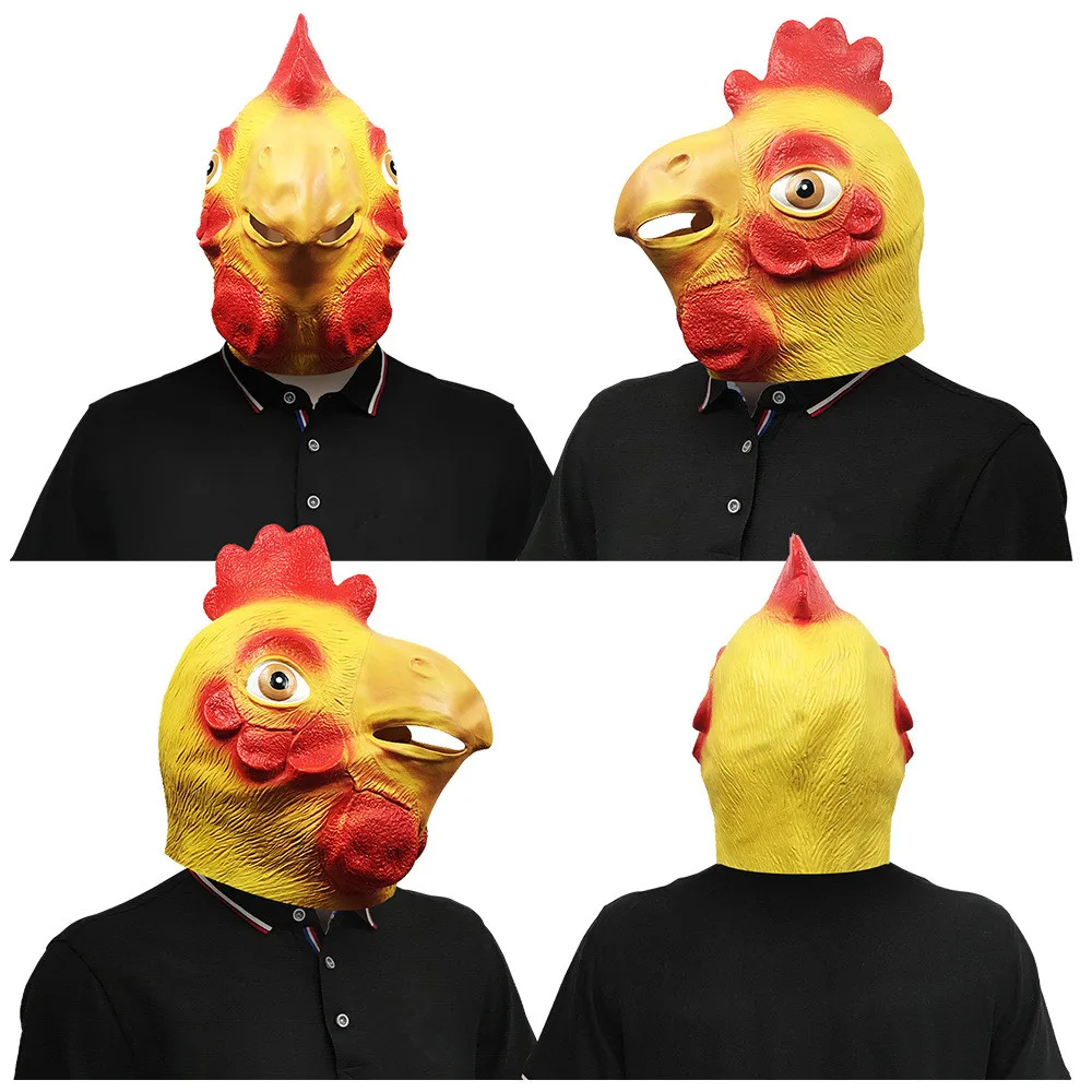 Hahn-Tierkopf-Latexmaske, Verkleidung, Halloween-Kostüm, Partymaske, Cosplay – Detail 3