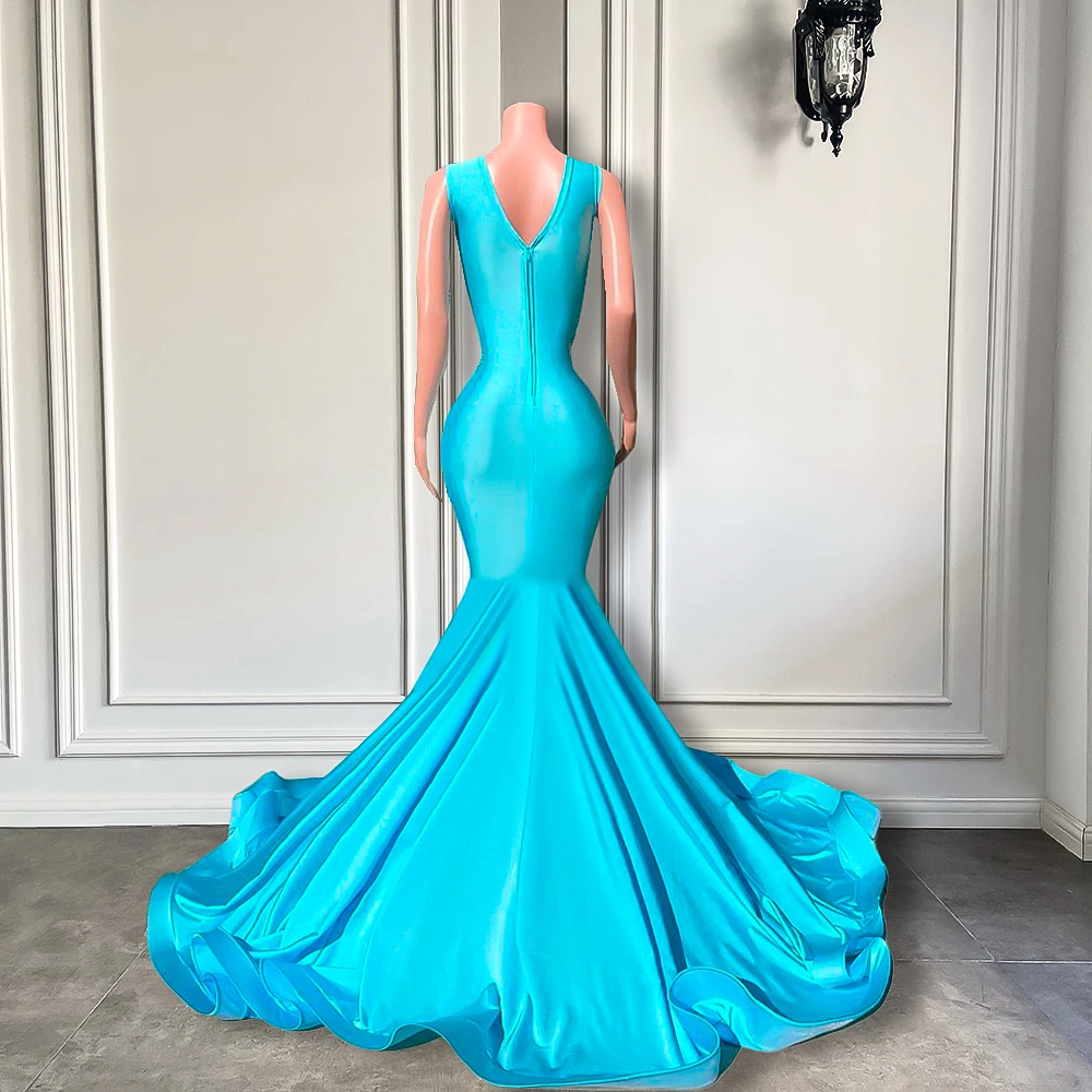 Sexy Mermaid Style Fitted Women Prom Formal Gowns Luxury Sparkly Silver Beaded Light Blue Black Girls Long Prom Dresses 2026