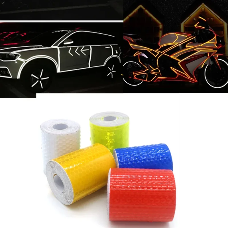 1 Roll 5cm*1m Reflective Tape Sticker Safety Mark Car Self Adhesive Warning Tape Motorcycle Bike Frame Car Decals Racing Stripe