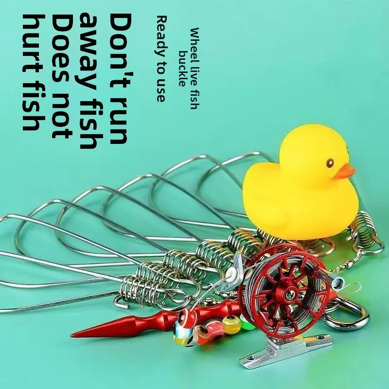 

Portable Live Fish Buckle Stainless Steel Wheel Sturdy and Durable Lock Buckle Fishing Accessories Luya Lock Fish Buckle