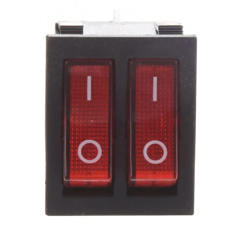 ABVT-5X Red Light Illuminated 6 Pin Dual SPST ON/OFF Boat Rocker Switch AC 15A/250V 20A/125V