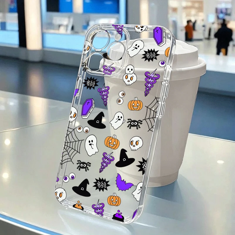 Cute Spooky Halloween Clear Phone Case for Samsung Galaxy S26 S25 Ultra S24 Plus A57 A37 A17 A56 A16 A36 A55 S23 S22 S21FE Cover view 5