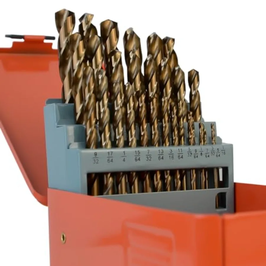 

1/16"-1/2" M35 Cobalt Drill Bits 29 Pcs Jobber Length Twist Drill Bit Set for Hard Metal Stainless Steel Cast Iron Wood and Pla