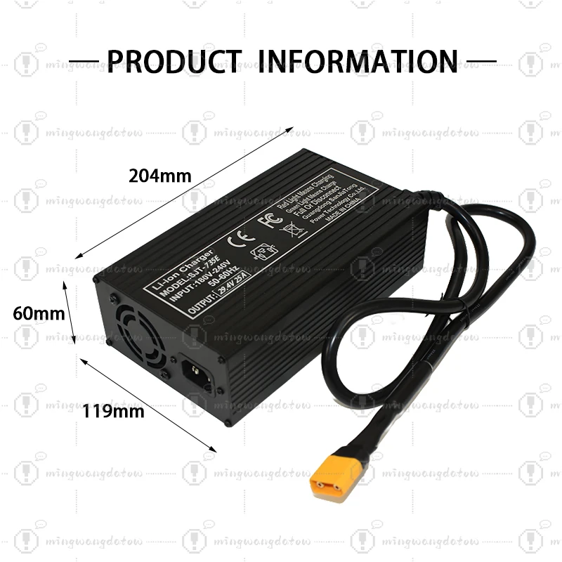 29.4V 25A Fast Charger 7Series 24V Li-ion Battery Charger For Lithium Battery Charger Aluminum Case With Fan Full auto-stop