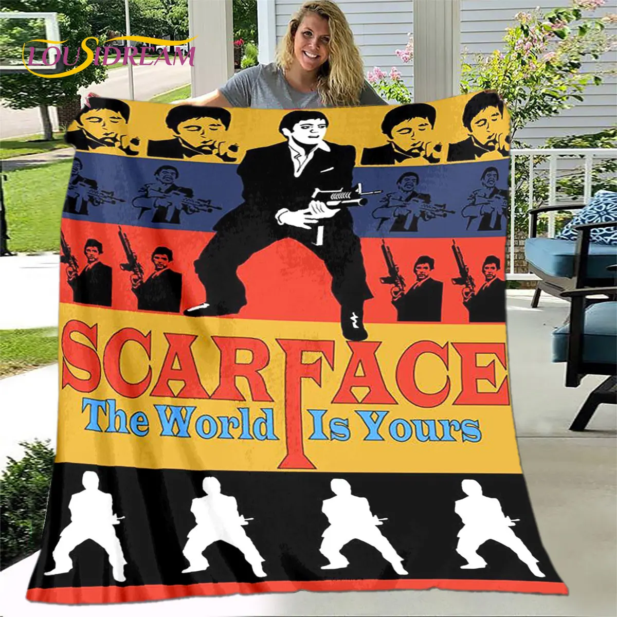 Мягкое плюшевое одеяло фильм «Лицо со шрамом» с 3D принтом, фланелевое одеяло, покрывало для гостиной, спальни, кровати, дивана, пикника, Детское покрывало