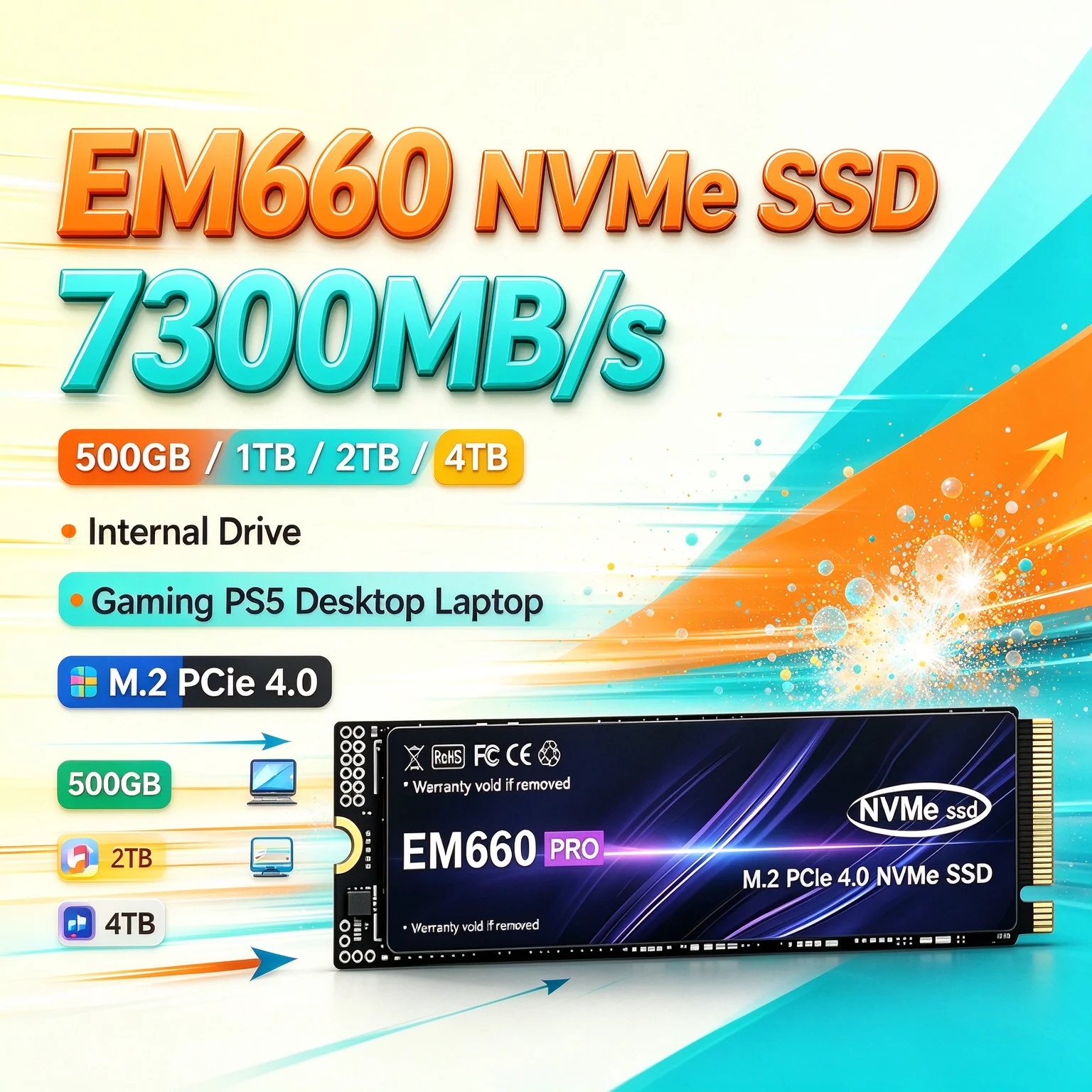 M.2 Nvme 4Tb Pcie 4.0 Ssd - PCIe 4.0 M.2 2280 EM660 PRO