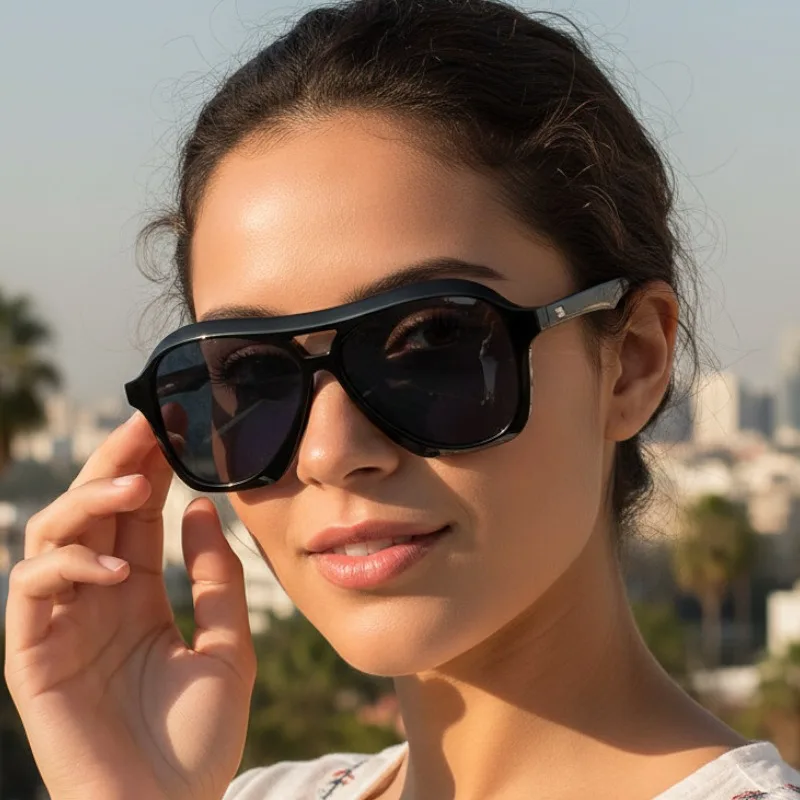 نظارات شمسية بيضاوية بإطار كامل للتصوير الفوتوغرافي في الشوارع بجسر مزدوج للنساء نظارات شمسية عصرية مع حماية من الأشعة فوق البنفسجية 400 طراز عتيق #3