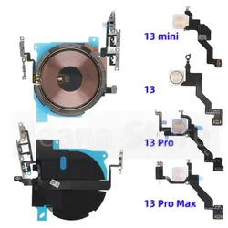 Aiinant botão de volume de energia nfc carregamento sem fio lidar flash luz cabo flexível para iphone 13 pro max mini peças do telefone