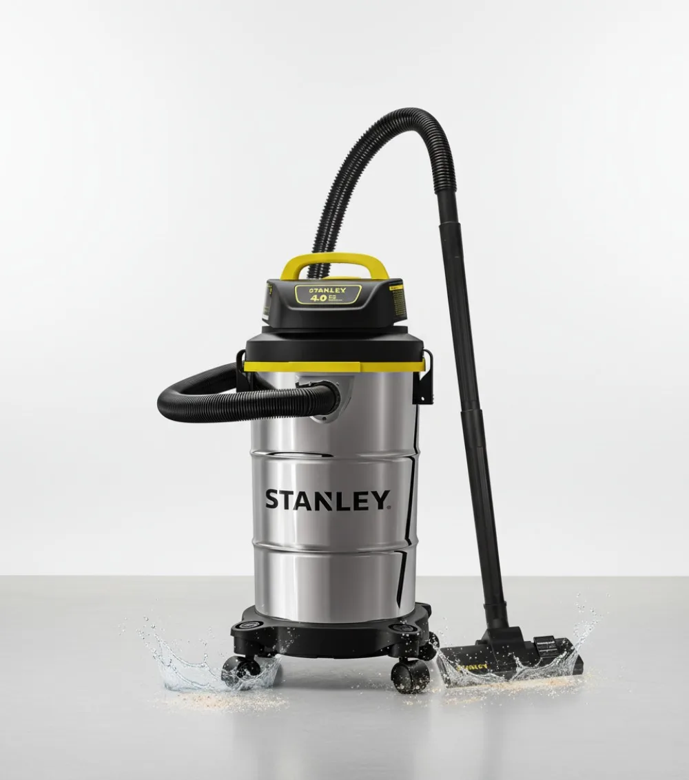 Aspirapolvere a umido e asciutto da 5 galloni, acciaio inossidabile da 4 HP, flusso d'aria di 85 CFM per uso domestico e in negozio