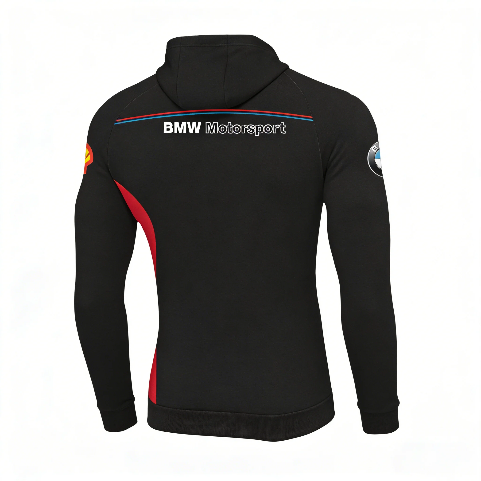 Bmw 레이싱 슈트 후드가 달린 스웨트셔츠 검정색과 빨간색 테두리 오토바이 스타일 스포츠 및 피트니스 활동 편안한 일상 생활