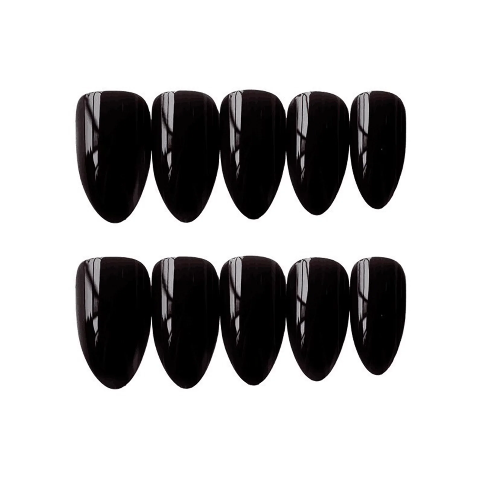 Black Solid Color Fake Nails Long Lasting Safe Material False Nails for Hot Girl Dress Matching