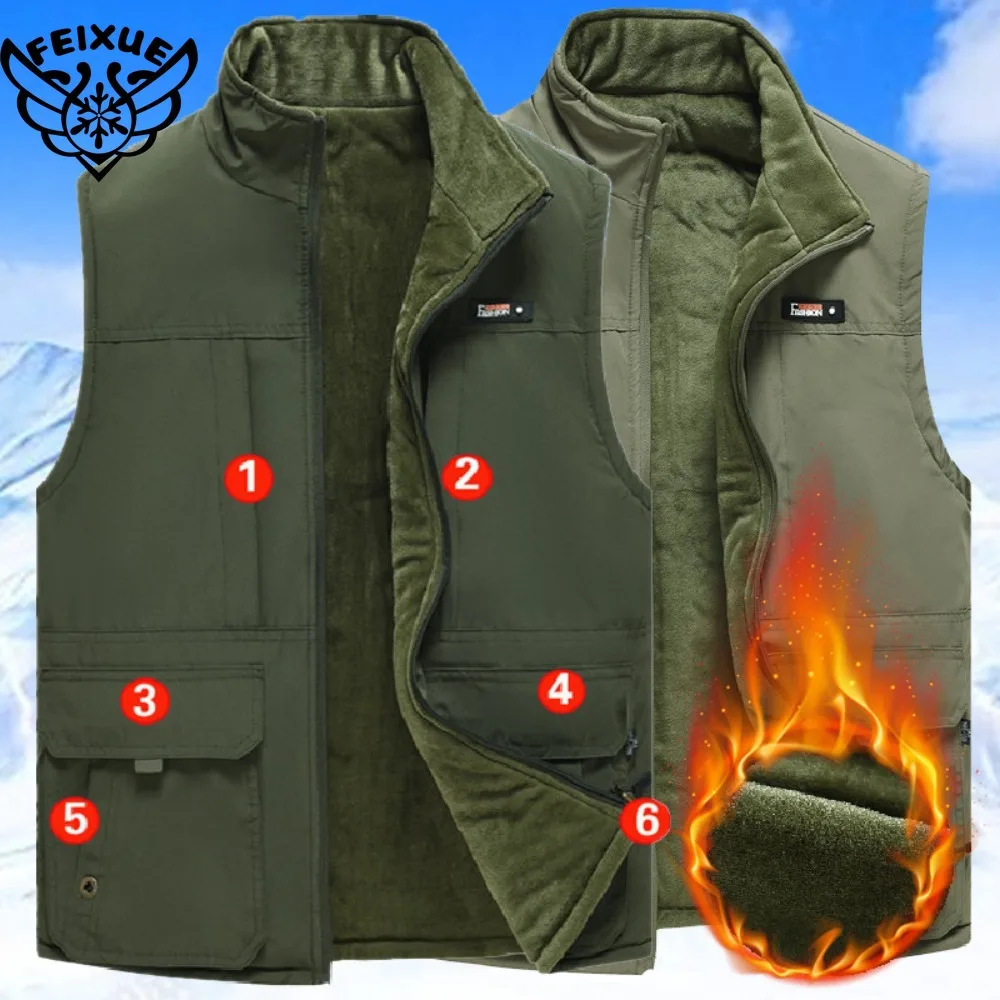 

Men's Leisure Vest Solid Color Tooling Style Waistcoat Thin Fishing Hiking Multi-Pocket Casual Loose Vest for Men Keep Warm