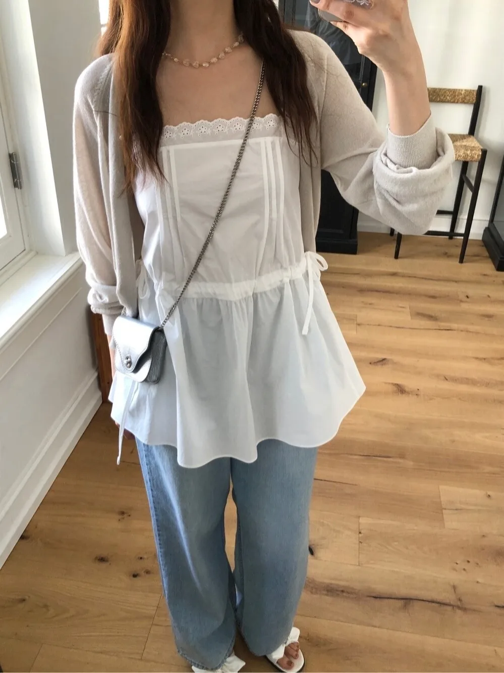 

Шикарный летний нежный персональный квадратный воротник с кружевной отделкой и завязками на талии, утягивающий ремень Dr, женская модная повседневная одежда...