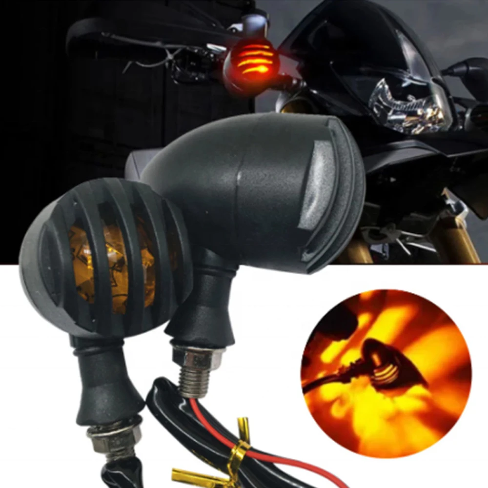 2Pcs Motorcycle Bullet Turn Signal Blinker Indicator Light Amber Light 12V Retro Motorcycle Turn Signals Light