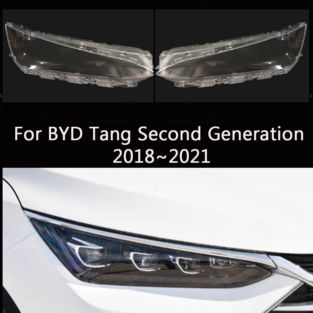 For BYD Tang Second Generation 2018~2021 Lamp Shade Front Headlamp Cover Transparent Lampshade Headlight Shell Masks Plexiglass