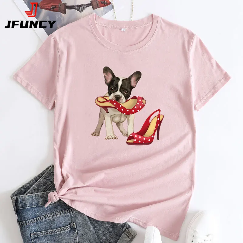 

JFUNCY Women's Oversized T-shirt Summer Cotton Tops 2024 Women Short Sleeve Tee Woman Tshirt Female Cute Dogs Graphic T Shirts