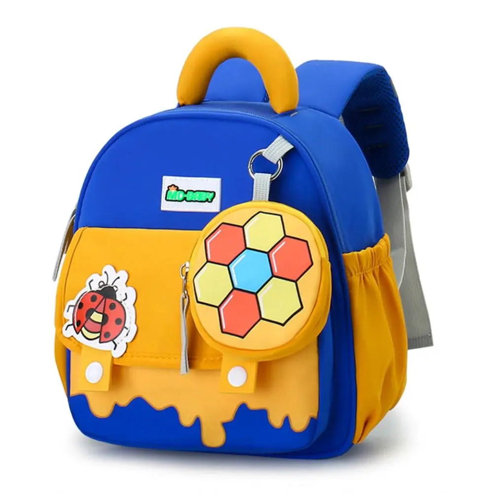 Bolsa escolar de jardim de infância com padrões de animais, alças ajustáveis à prova d'água, mochila de berçário de desenho animado, grande capacidade, fecho com zíper