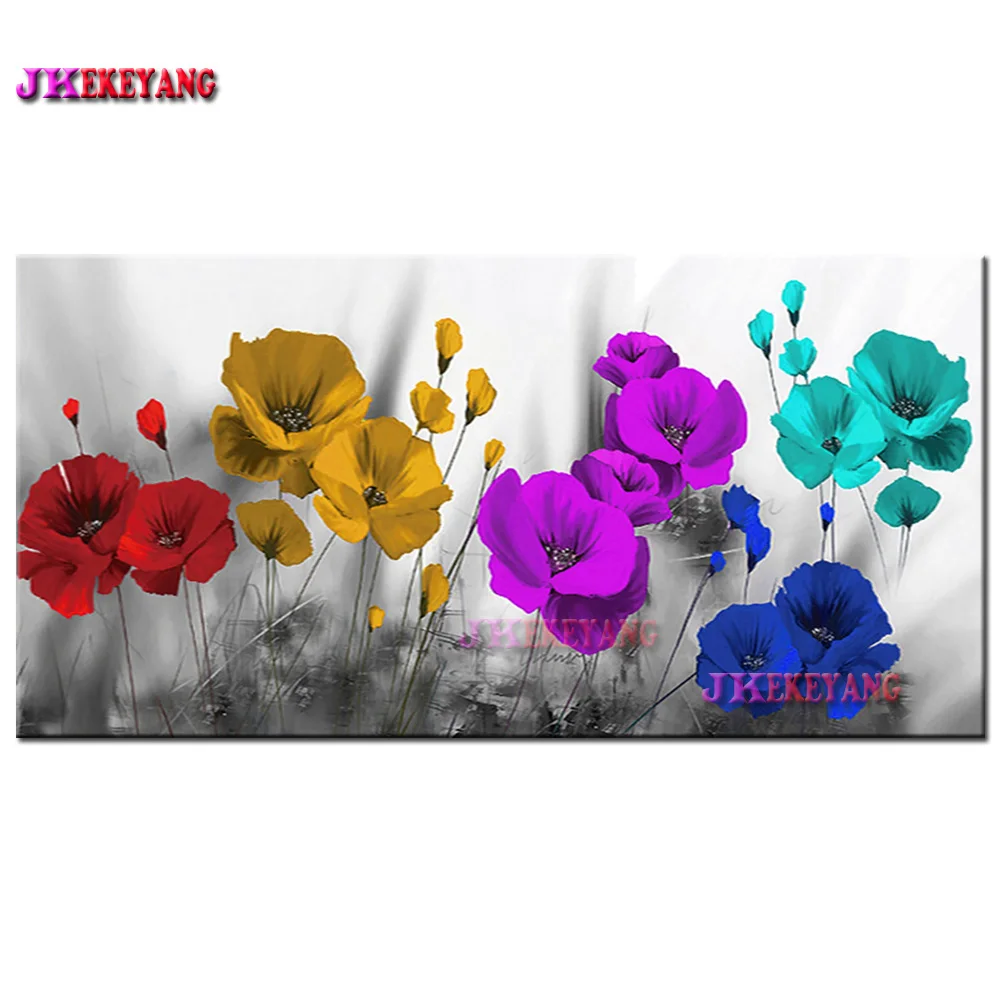 DIY Diamond Painting Cross Stitch colorful poppies flower Embroidery Full Square Drill Cross Stitch Rhinestone Y4835