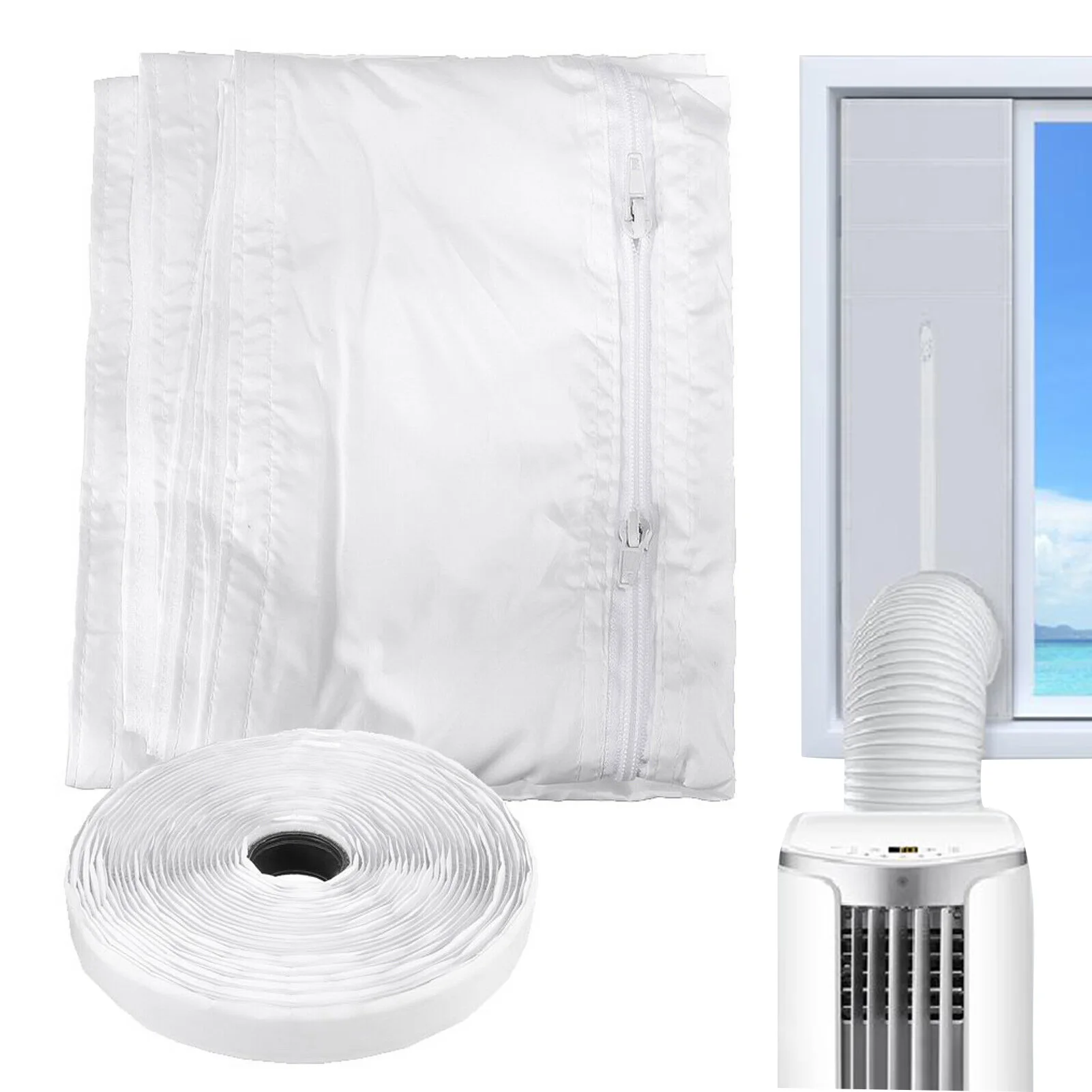 

Air Conditioner Window Sealing Cloth Mobile AC Unit Soft Cloth Sealing Sealing AC With Zipping And Adhesive Fastener Works With