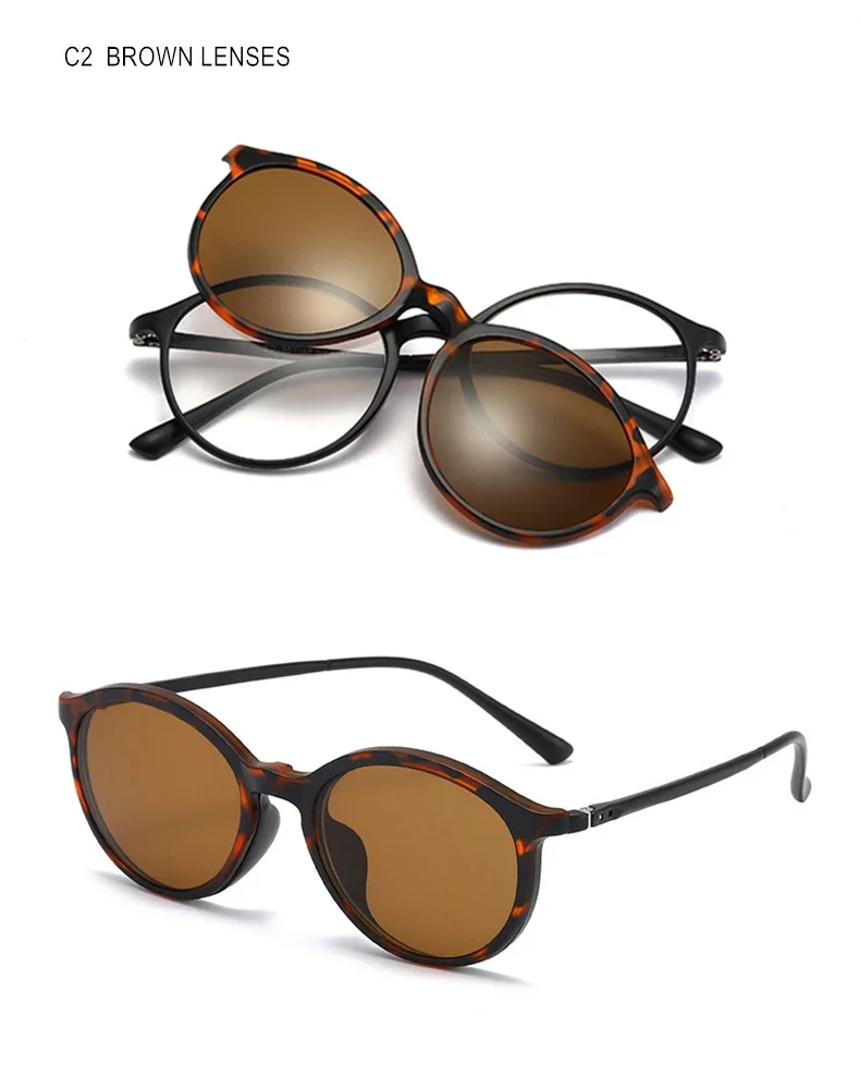 Magnet Clip Sonnenbrillen Und Brillen Set Myopie-0,5 Zu-10 Männer Frauen Mode Runde Rahmen Kurzsichtig Brille f232 – Detail 19