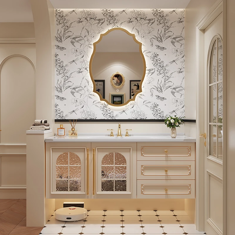 جدار التصميم الحديث خزانة حمام درج قاعدة الغرور فتاة خزانة حمام مرآة تخزين بالوعة Meuble Salle De Bain الأثاث