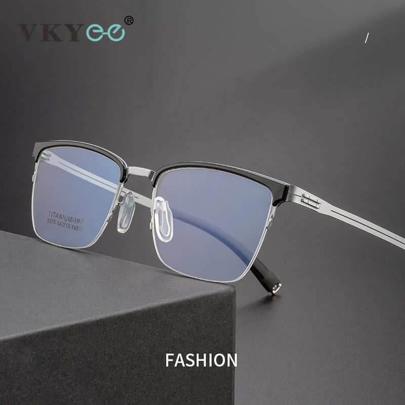 

VICKY New Ultra-Lightweight Business Titanium Frame Semi-Rimless Reading Glasses Men Customized Prescription Myopia C8813T