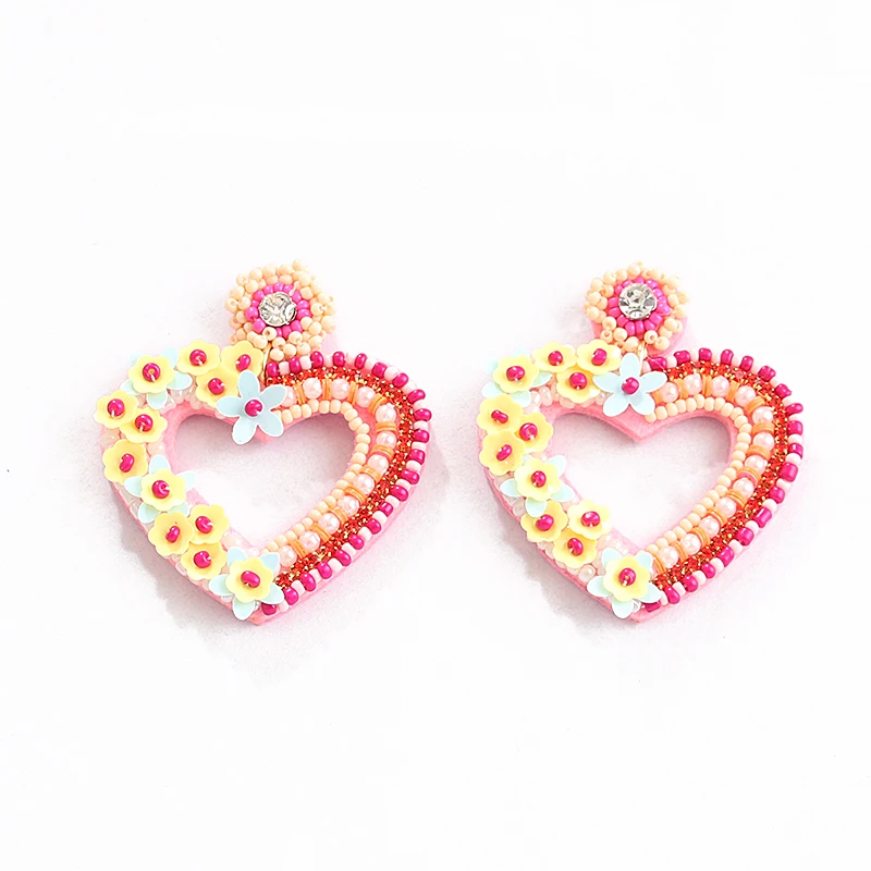 2023 Handmade Seed  Beaded  Mulit  Designs  Love Heart Shape Fashion Women  Earrings