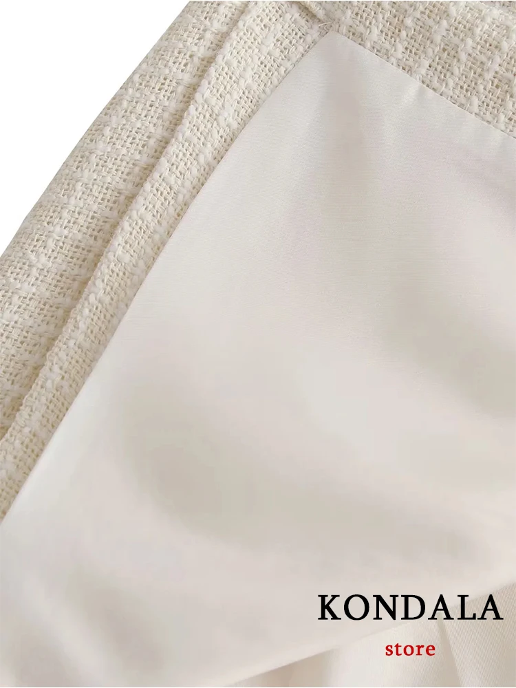 KONDALA Office Lady Beige Blazer da donna abiti manica lunga O collo Blazer oversize + minigonne a tubino a vita alta moda 2023 Set