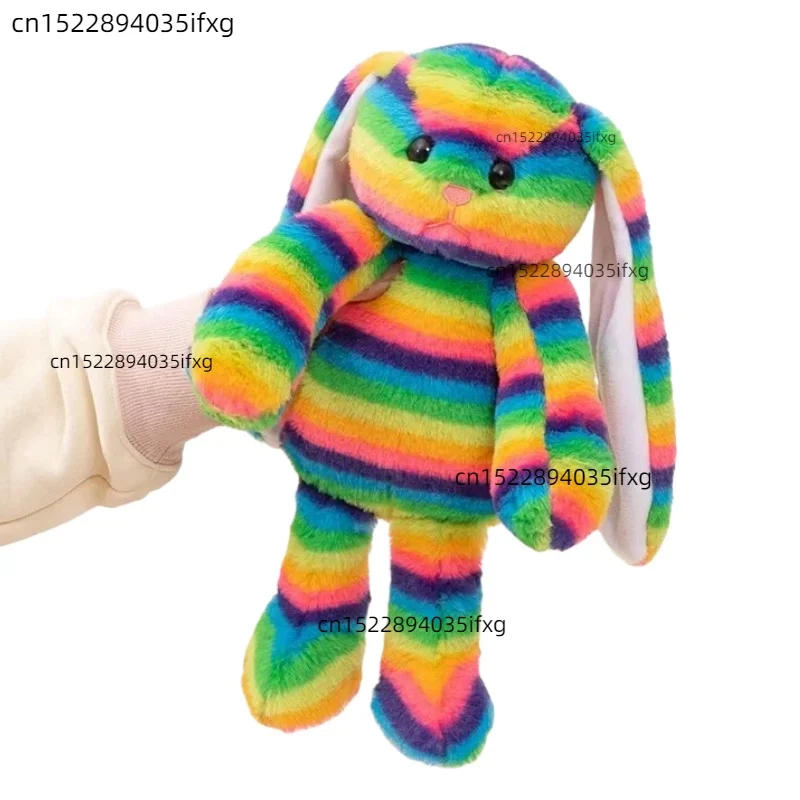 

Rainbow Striped Rabbit Plush Toy Kawaii Easter Long Ears Rabbit Doll Colorful Stuffed Toy Easter Decor Gift Valentine's Day