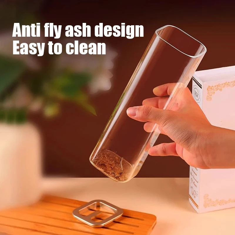 Removable Glass Incense Ash Collector Home Incense Burner Yoga Timed Burning Incense Ash Collection Fireproof Glass Bottle