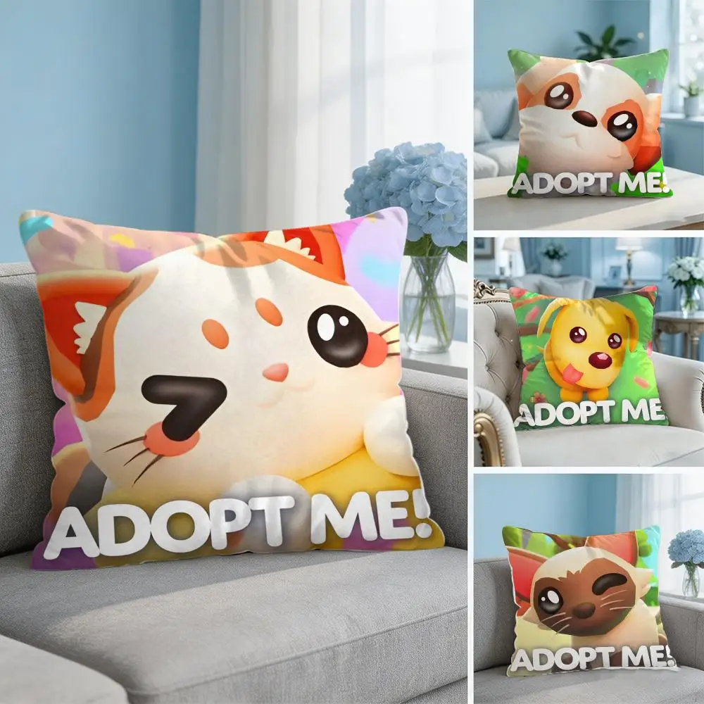 A-Adopts Me Video Game Cushion Cover Soft Short Plush Throw Pillow Cover Hidden Zipper Cutecore Sofa Bedroom Home Decor