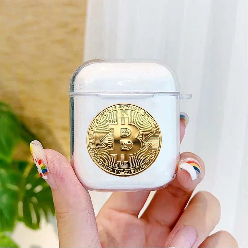 Fashion Bitcoin Coin Soft silicone TPU Case For AirPods Pro 1 2 3 Clear Silicone Wireless Bluetooth Earphone Box Cover