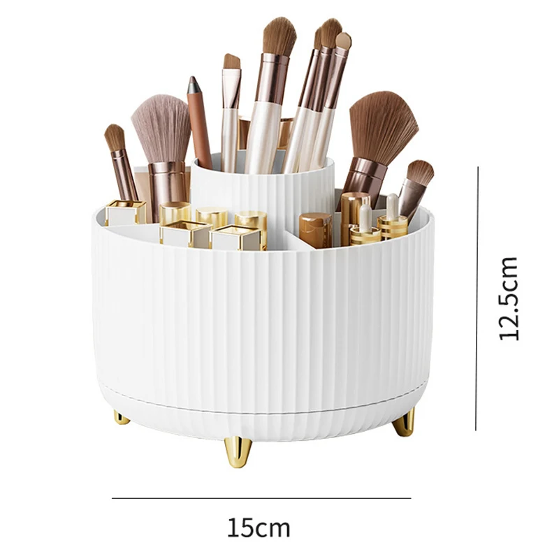 5 Slot 360° Rotating Desktop Makeup Cosmetic Storage Box Large Capacity for Bathroom Portable Lipstick Makeup Brush Pen Holder