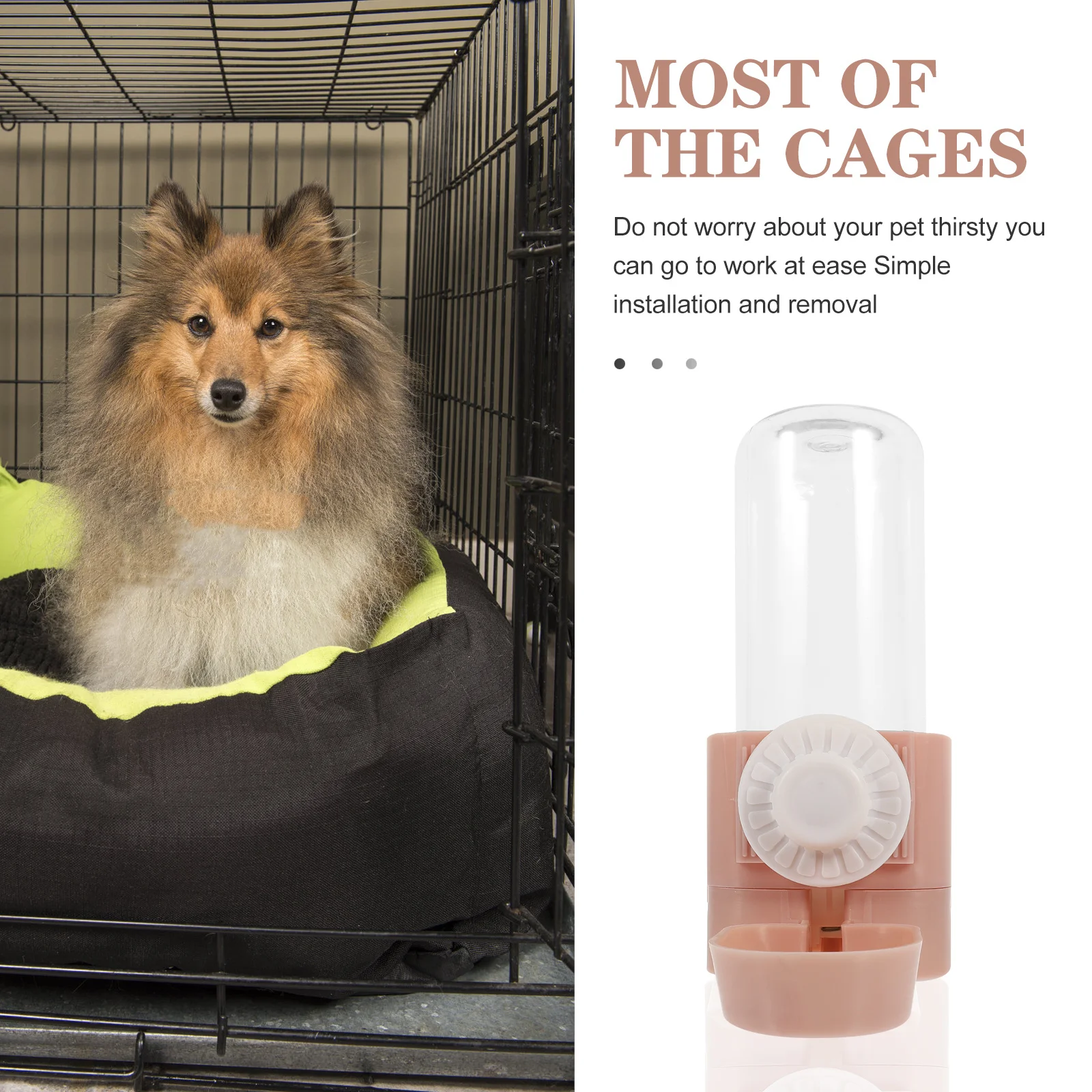 

Pet Hanging Water Dispenser Dog Cat Puppy Automatic Water Bottle Small Animal Cage Feeder Easy Installation Pet Cage Supply