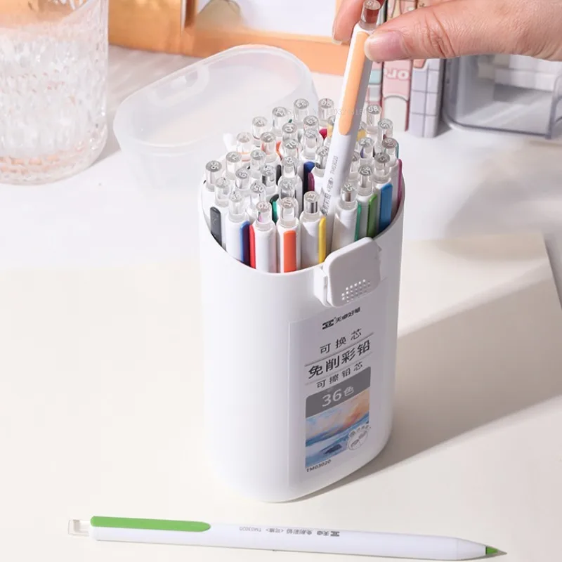 36 Color Set 3.0mm Erasable Pencil Press Non-sharpening Replaceable Oil-based Colored Pencil  Children's Drawing Filling Art Pen