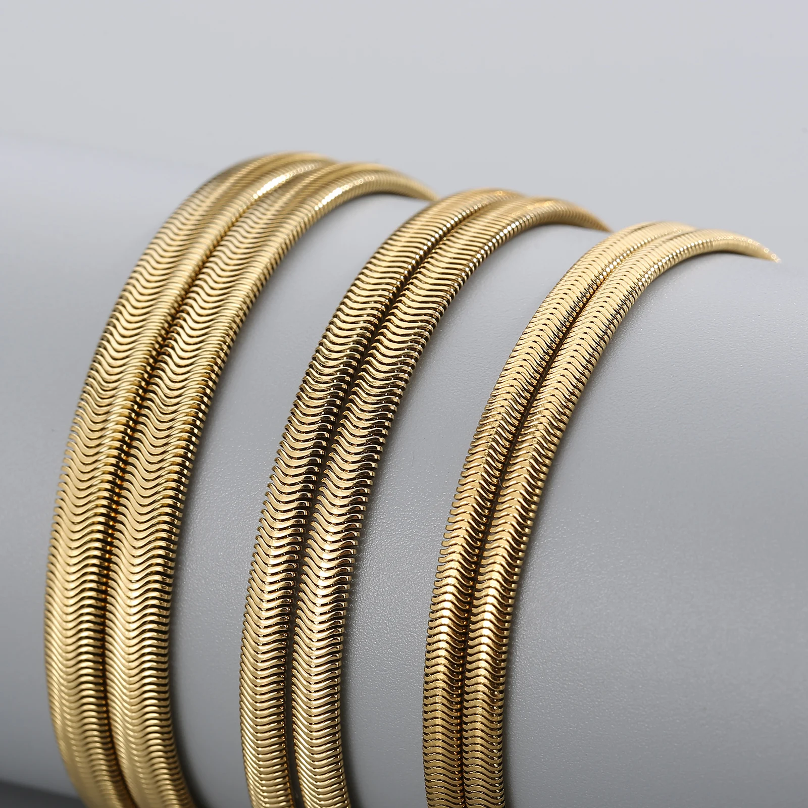 3/4/5/6/8mm Unisex Snake Chain Women and Men Necklace Choker Stainless Steel Herringbone Gold Color Chain Necklace Jewelry