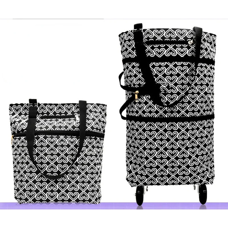 

Folding Shopping Pull Cart Trolley Bag with Wheels Foldable Shopping Bags Reusable Grocery Vegetables Bags Organizer Storage Bag