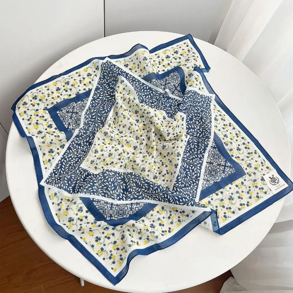 

Thin Cotton Square Scarf Korean Breathable Cashew Nut Print Silk Scarf Scarf Hair Band Headband Square Handkerchief Female