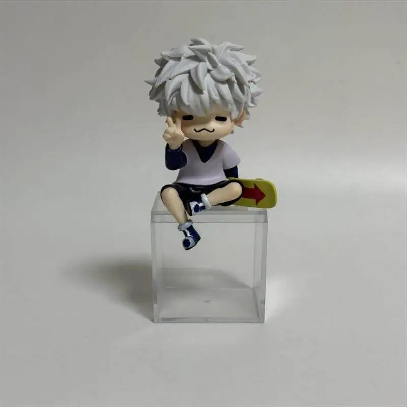 Chibi Hunter X Hunter Killua Zoldyck Peace Sign Sitting Figure Anime Collectible Toys Desktop Ornament Decor Model Surprise Gift view 5
