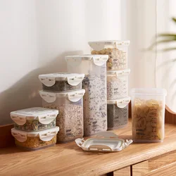 4Pcs Set Kitchen Sealed Jars Grain Storage Tank With Scale Large Capacity Fresh-keeping Boxes Moisture-proof Plastic Sealed Jar